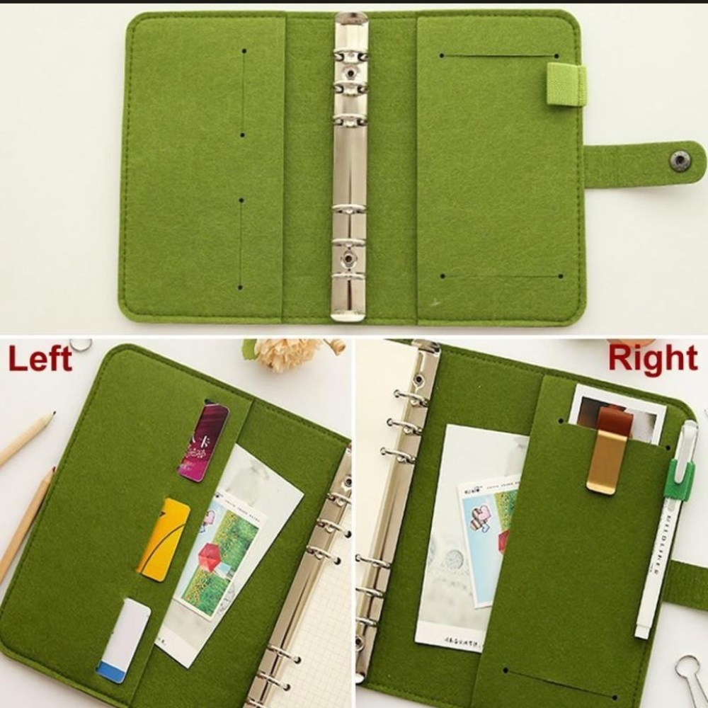 🆕 wool felt vintage planner loose leaf refillable spiral notebook  a5